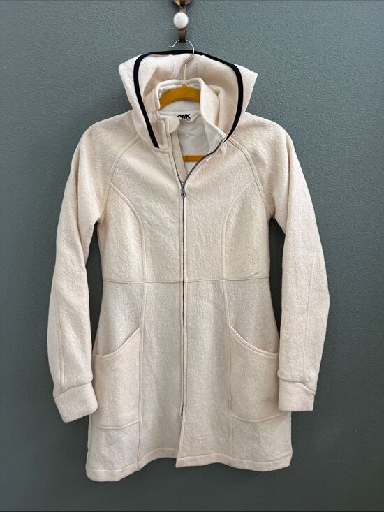 Mountain Khakis Jackets & Blazers - Mountain Khakis Women's Long Hooded Jacket Merino Wool Cream Size S